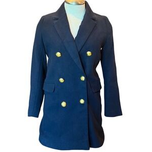 Banana Republic Factory Navy Double Breasted Gold Button‎ Peacoat XS Petite NEW